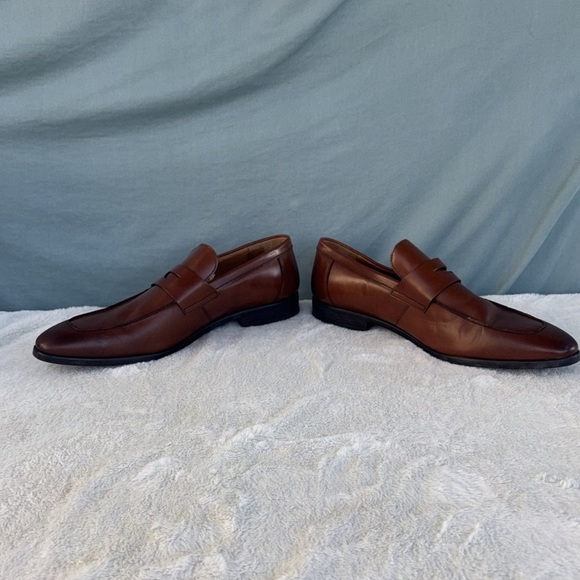 EUC Ted Baker "BENJY” Cognac Penny Loafers Size 14 Mens Leather Loafers Brown - Picture 2 of 9
